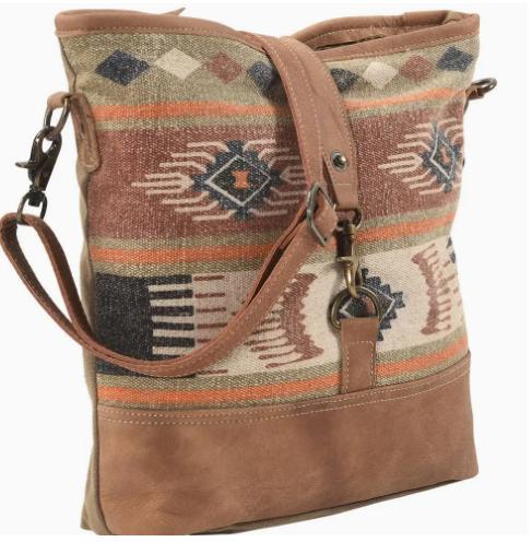 Brown Crossbody Mixed Fabrics