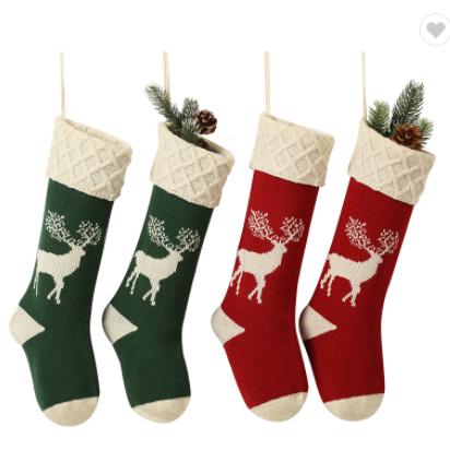 Knit Christmas Stocking with Elk