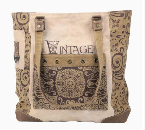 Vintage Flower Front Pocket Tote