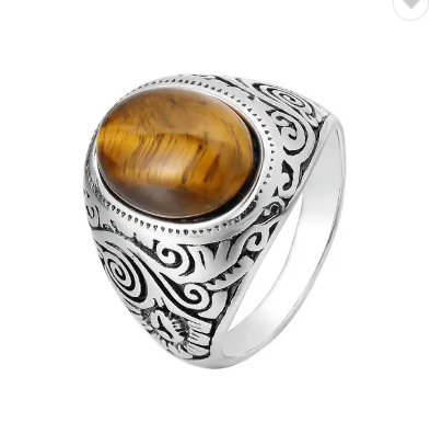 Tiger Eye stainless steel ring