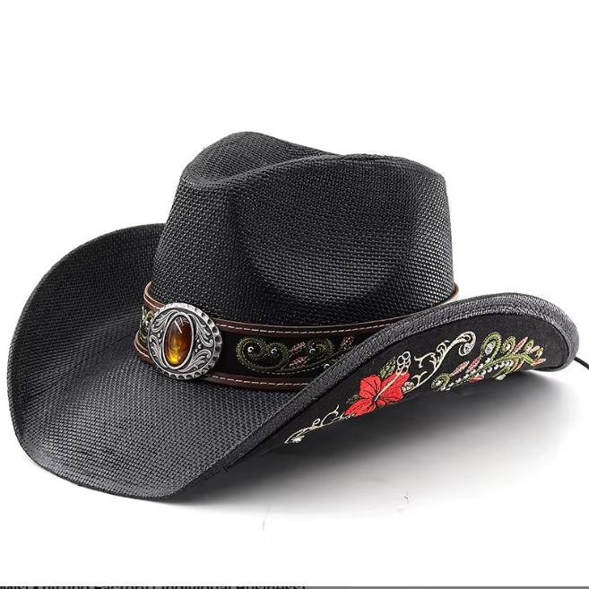 Floral Embroid Cowboy Hat