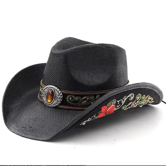 Floral Embroid Cowboy Hat