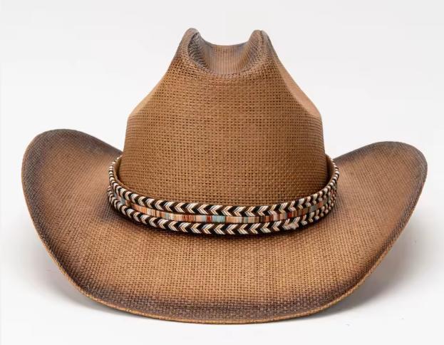 Indian Band Straw Cowboy Hat