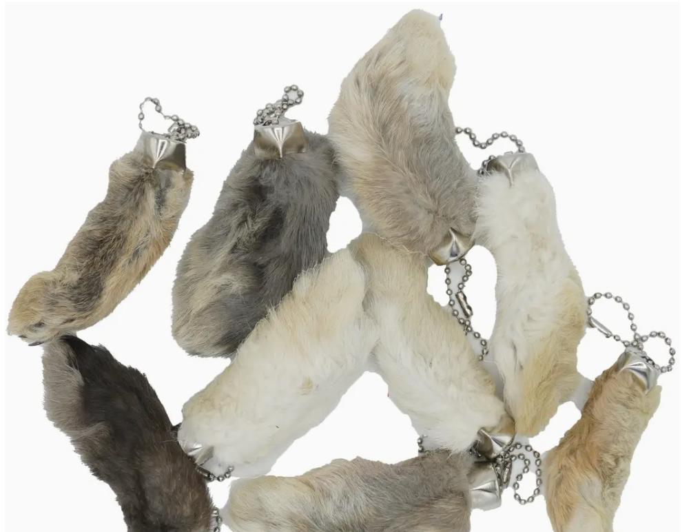 Natural Rabbits Foot Keychain