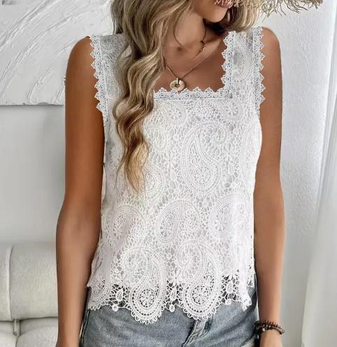 Paisley Lace Chemise White