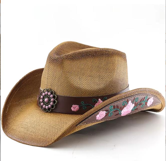 Floral Embroid Cowboy Hat