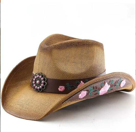 Floral Embroid Cowboy Hat