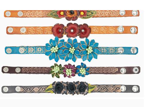 Leather Flower Bracelets