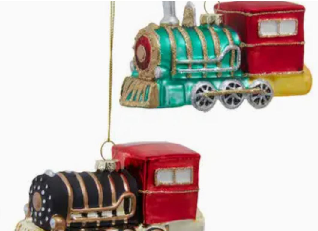 Glass Train Ornament