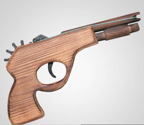 8" Wood Rubber Band Gun, Plain