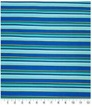 Navy & Green Stripes Quilt Cotton Fabric