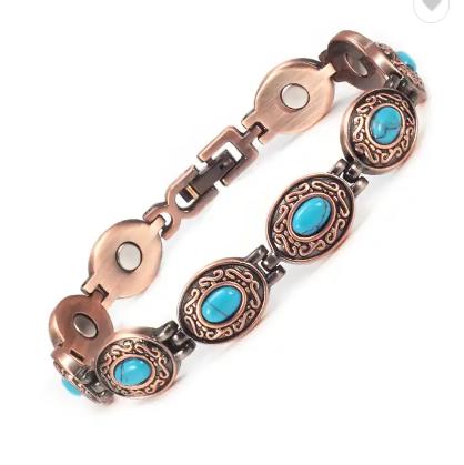 Classic Healing Copper Natural Oval Turquoise Bracelet