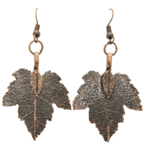 Earrings Antique Copper Maple Leaf