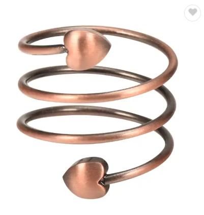 Magnetic Spiral Hearts Copper Ring