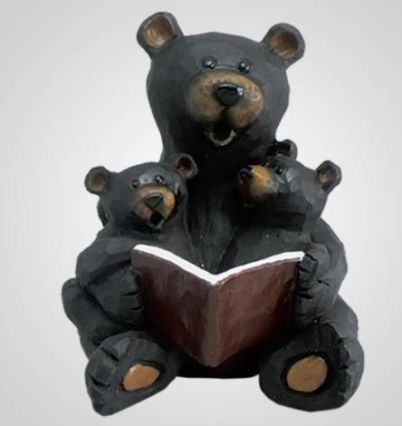 Bear Reading To Cubs Figurine