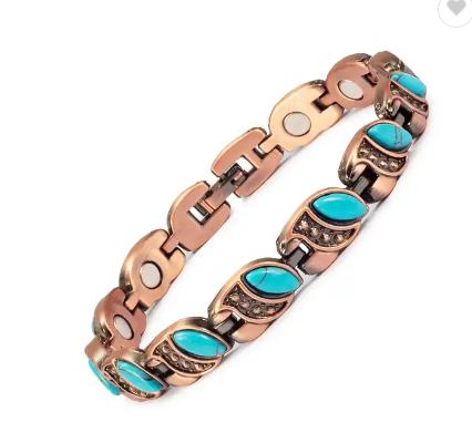 Classic Healing Copper Natural Marquis Turquois Bracelet